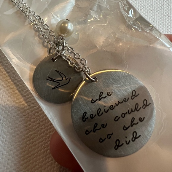NWT Stainless Steel She Believed She Could So She Did Inspirational Necklace - Picture 7 of 7